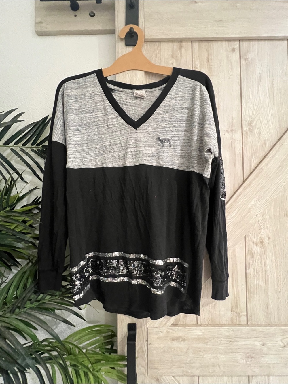 Victoria's Secret Sequin V-Neck Long Sleeve Jersey